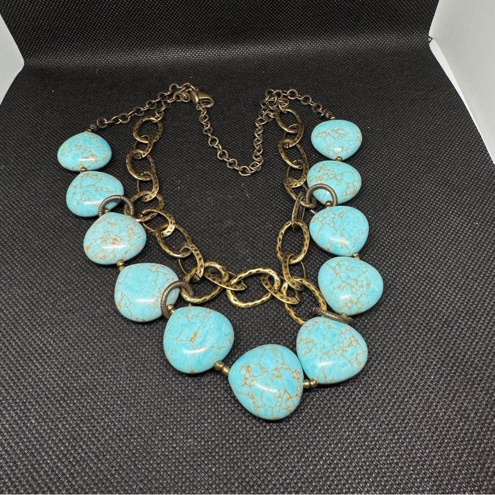 Turquoise and Gold Statement Necklace